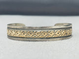 Amazing 14k Detailed Vintage Native American Navajo Sterling Silver Bracelet-Nativo Arts