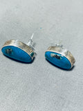 Amazing Vintage Native American Navajo Turquoise Nugget Sterling Silver Earrings-Nativo Arts