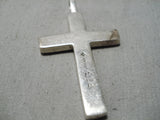 Native American Unique Vintage Santo Domingo Turquoise Sterling Silver Cross Pendant-Nativo Arts