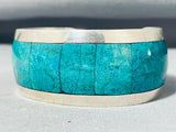 Stunning Native American Navajo Turquoise Sterling Silver Bracelet Signed Mel Francis-Nativo Arts