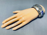 Important Thick Vintage Native American Navajo Lapis Sterling Silver Coyote Bracelet-Nativo Arts