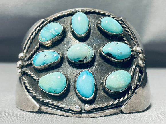 Gigantic Vintage Native American Navajo Turquoise Sterling Silver Flank Bracelet-Nativo Arts
