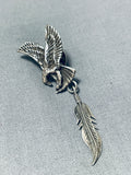 Marvelous Vintage Native American Navajo Sterling Silver Eagle Tie Pin-Nativo Arts