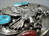 Mike Thomas Vintage Native American Navajo Kingman Turquoise Sterling Silver Buckle Old-Nativo Arts
