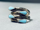 One Of The Most Unique Vintage Native American Navajo Teardrop Turquoise Sterling Silver Ring-Nativo Arts