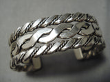 Coil Genius Native American Navajo Sterling Silver Hand Woven Bracelet Havy Cuff-Nativo Arts