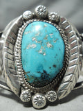 Stellar Vintage Native American Navajo Old Morenci Turquoise Sterling Silver Bracelet-Nativo Arts