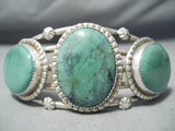 Spectacular Vintage Native American Navajo Green Turquoise Sterling Silver Bracelet-Nativo Arts