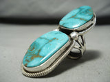 One Of The Biggest Heavu Native American Navajo Turquoise Sterling Silver Ring-Nativo Arts