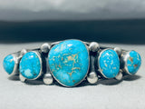 Native American Important Verdy Jake Gilber Turquoise Sterling Silver Bracelet-Nativo Arts