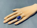 Stunning Native American Navajo Lapis Sterling Silver Ring-Nativo Arts