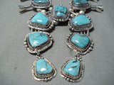 300+ Gram Heavy Vintage Native American Navajo Turquoise Sterling Silver Squash Blossom Necklace-Nativo Arts