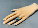 Amazing Vintage Native American Navajo Blue Gem Turquoise Sterling Silver Ring-Nativo Arts