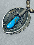 Beautiful Vintage Native American Navajo Old Morenci Turquoise Sterling Silver Necklace-Nativo Arts