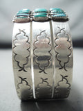 Important Vintage Native American Zuni Blue Gem Turquoise Petit Point Sterling Silver Bracelet-Nativo Arts