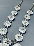 Very Intricate Vintage Native American Zuni Turquoise Sterling Silver Squash Blossom Necklace-Nativo Arts