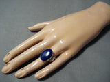Stunning Navajo Lapis Sterling Silver Ring Native American Old-Nativo Arts