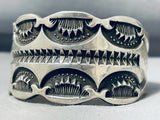 Very Heavy 127 Gram Deep Stamp Vintage Native American Navajo Sterling Silver Bracelet-Nativo Arts