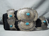 Huge Heavy Vintage Native American Navajo Sleeping Beauty Turquoise Sterling Silver Concho Belt-Nativo Arts