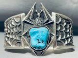 Heavy 149 Gram Vintage Native American Navajo Spider Turquoise Sterling Silver Bracelet-Nativo Arts