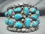 200 Gram Vintage Native American Chunky Turquoise Sterling Silver Bracelet Old-Nativo Arts