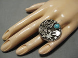 Important Vintage Native American Navajo Alex Sanchez Turquoise Sterling Silve Rring-Nativo Arts