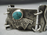Unique Vintage Native American Navajo Spiderweb Turquoise Sterling Silver Bracelet-Nativo Arts