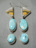 Amazing Navajo Native American Bee Jasper Sterling Silver Earrings-Nativo Arts