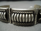 Amazing Tom Curtis Vintage Native American Navajo Hinged Station Sterling Silver Bracelet-Nativo Arts