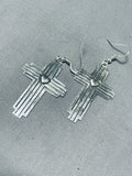 Beautiful Native American Navajo Sterling Silver Cross Earrings-Nativo Arts
