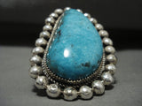 65 Grams 'Ultra Heavy' Protruding Turquoise Vintage Navajo Native American Jewelry Silver Bracelet-Nativo Arts
