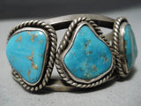 Small Wrist Vintage Native American Navajo Turquoise Sterling Silver Bracelet Old-Nativo Arts