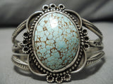 One Of The Finest Vintage Native American Navajo #8 Turquoise Sterling Silver Domed Bracelet-Nativo Arts