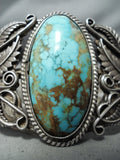 One Of Most Detailed Vintage Native American Navajo Royston Turquoise Sterling Silver Bracelet-Nativo Arts
