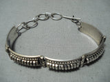 Detailed Navajo Sterling Silver Hinged Bracelet Native American-Nativo Arts