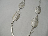 Intricate!! Hand Carved Native American Navajo Sterling Silver Feather Necklace-Nativo Arts