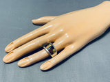 Impressive Vintage Native American Navajo Tigers Eye Jet Inlay Sterling Silver Ring-Nativo Arts