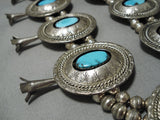Opulent Vintage Native American Navajo Turquoise Sterling Silver Concho Squash Blossom Necklace-Nativo Arts