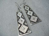 Breathtaking Vintage Navajo Sterling Silver Dangle Earrings Native American Old-Nativo Arts