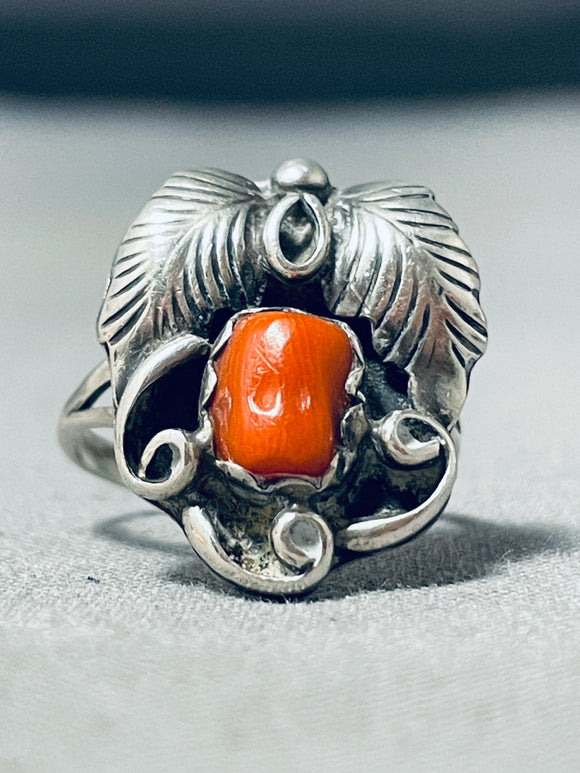 One Of The Most Cute Vintage Native American Navajo Sterling Silver Leaf Ring Old-Nativo Arts
