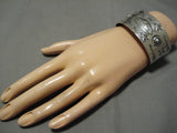Early 1900's Hand Wrought Vintage Native American Navajo Sterling Silver Bracelet Old-Nativo Arts