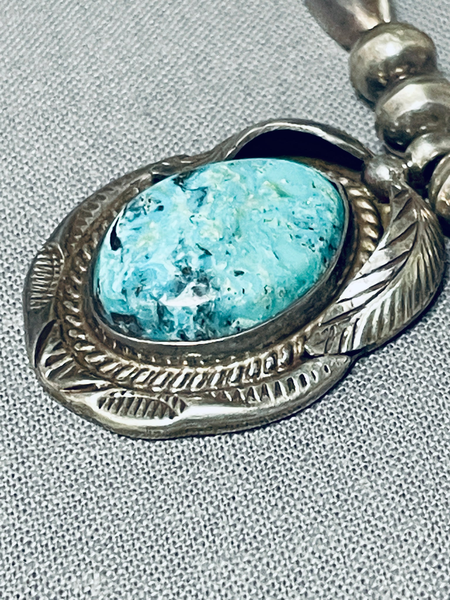 Vintage Detailed Robert Platero turquoise & sterling outlet pendant on Silver Necklace