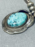 Robby Platero Vintage Native American Navajo Pilot Mountain Turquoise Sterling Silver Necklace-Nativo Arts