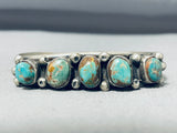 Superb Vintage Native American Navajo 5 Royston Turquoise Sterling Silver Bracelet-Nativo Arts