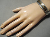 Authentic Vintage Native American Navajo Thomas Singer Sterling Silver Gold Wave Bracelet Old-Nativo Arts