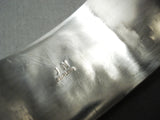 Hvy Hand Tooled Vintage Native American Navajo Sterling Silver Bracelet Signed-Nativo Arts