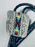 Mesmerizing Native American Navajo Turquoise Sterling Silver Bolo Tie-Nativo Arts