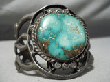 Important Vintage Native American Navajo Damale Turquoise Sterling Silver Bracelet Old-Nativo Arts