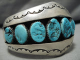 Colossal! Vintage Native American Navajo Turquoise Sterling Silver Bracelet Old-Nativo Arts