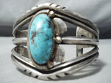 Heavy 100 Gram Vintage Native American Navajo Bisbee Turquoise Sterling Silver Bracelet-Nativo Arts